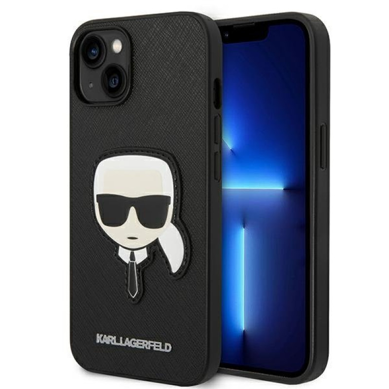 Гръб Karl Lagerfeld PU Saffiano Karl Head Case за iPhone 14 Plus - Черен